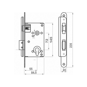 Slēdzene KURZEMES ATSLĒGA 481Z-34802/C 481.5 AGRA (slēdzene bez cilindra)