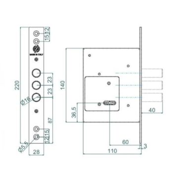 Slēdzene AVERS T-57/S7-CR (analogs Securemme 2019 / Kale 257L)