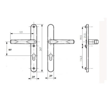 Rokturis plastikāta vai alumīnija durvim 32/92 baltie