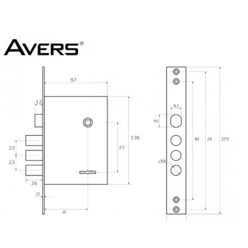 Slēdzene AVERS R63/S8-CR 