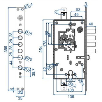 Slēdzene SECUREMME 2533 PS (kreisa) – 5 atslēgas un 1 master atslēga