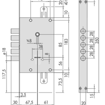 Slēdzene SECUREMME 2510 FS (kreisa) – 5 atslēgas un 1 master atslēga