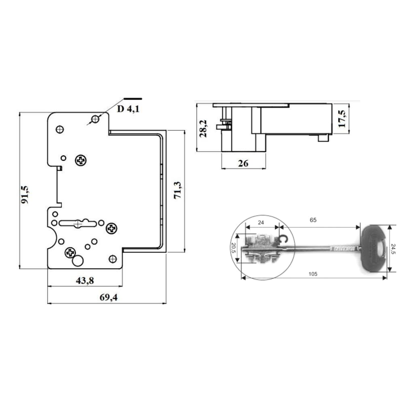 Slēdzene serdene SECUREMME maināma 25SX S Evolution (kreisa)