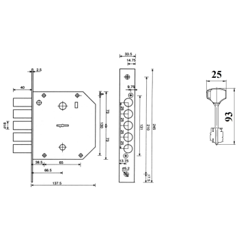 Slēdzene APECS T-20/S6-NI – ar Apecs DP S CR dekora uzlikām (analogs Elbor 1.06.02)