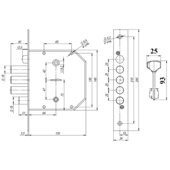 Slēdzene APECS T-21/S6-R-NI (analogs Elbor 01.06.43)