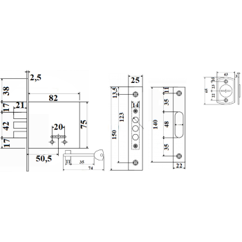 Slēdzene AVERS R12/S6-CR (analogs Border ZV8-8U)