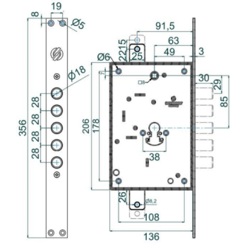 Slēdzene SECUREMME 2613 FD PZ (laba) 