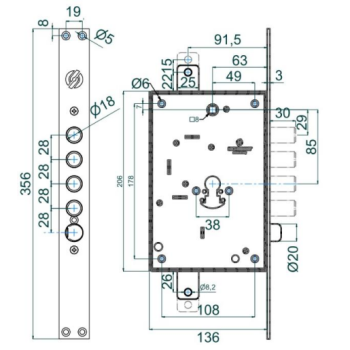 Slēdzene SECUREMME 2603 FD PZ (laba) 