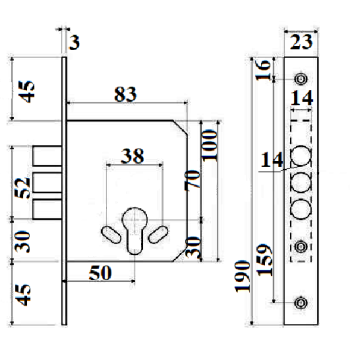 Slēdzene APECS 91/60-CR (189-3M) ar cilindru 5 atslēgs, hroms