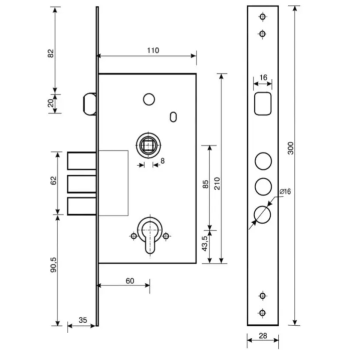 Slēdzene APECS T-52-CR, hroms