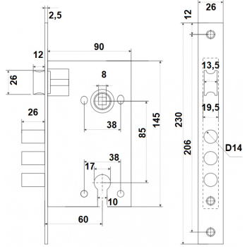 Slēdzene AVERS T-42-CR