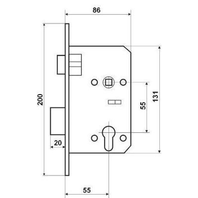 Durvju slēdzenes komplekts APECS 1623 (3323) 55mm, hroms