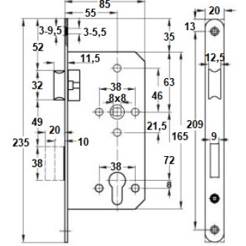 Slēdzene LOB ASSA ABLOY Z755111B PZ apaļa 72/55 kastite