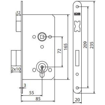 Slēdzene LOB ASSA ABLOY Z755111Z (72/55) BB