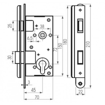 Slēdzene KURZEMES ATSLĒGA 406Z (bez roktura, kārbā) ZV45