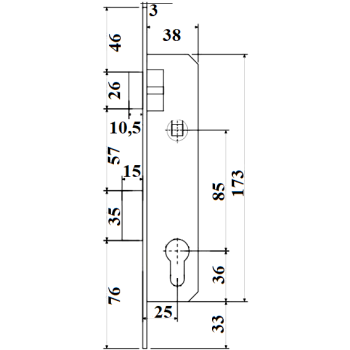 Slēdzene APECS 7300-25-NI PZ x 85/25/8