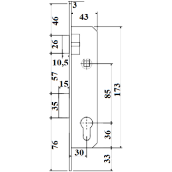 Slēdzene APECS 7300-30-NI PZ x 85/30/8
