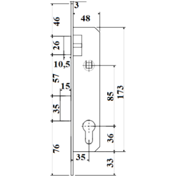 Slēdzene APECS 7300-35-NI PZ x 85/35/8
