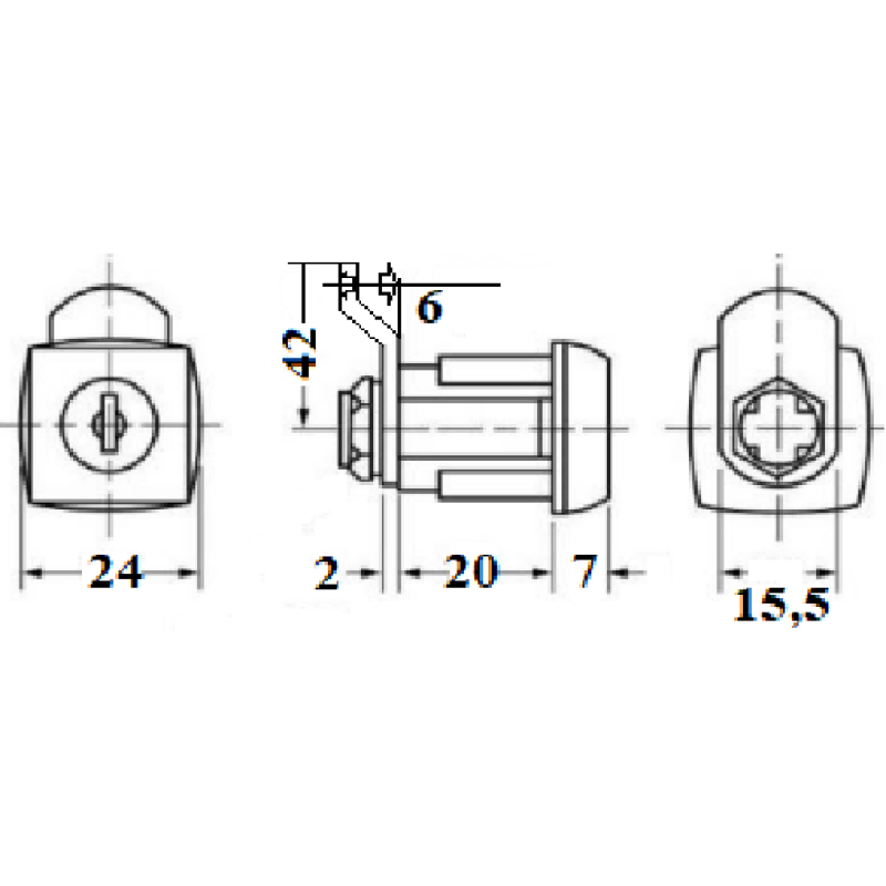 Pastkastītes slēdzene atslēga EUROLOCKS 0801-0141 30mm