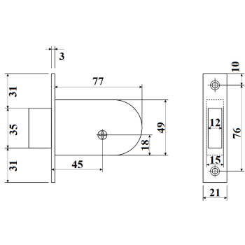 Slēdzene APECS 90-K-CR (156F) 5 atslēgas 