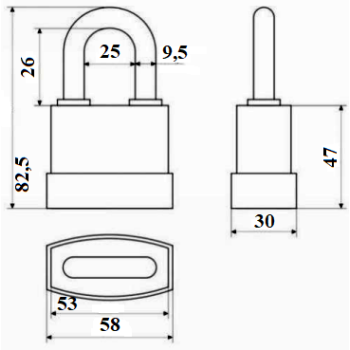 Piekaramā terauda slēdzene APECS PDR-50-55 3 atslēgas BLISTER