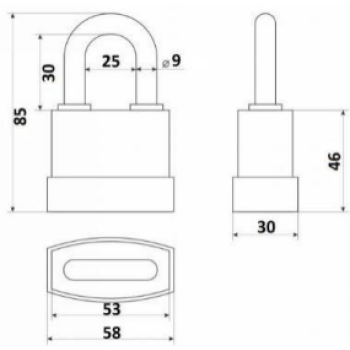 Piekaramā terauda slēdzene AVERS PDR-50-50 (germ.) 5 atslēga