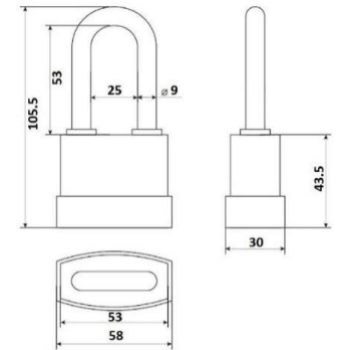 Piekaramā terauda slēdzene AVERS PDR-50-50L (germ.) 5 atslēga