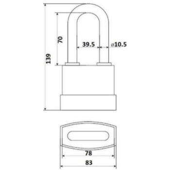 Piekaramā terauda slēdzene AVERS PDR-50-75L (germ.) 5 atslēga
