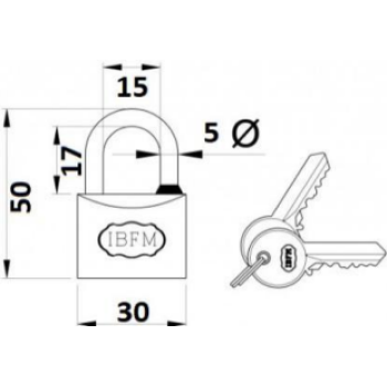 Piekaramā terauda slēdzene IBFM BULLIT 2230 2 atslēgas 