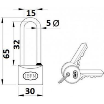 Piekaramā terauda slēdzene IBFM BULLIT 2230LS 2 atslēgas 