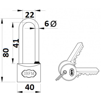 Piekaramā terauda slēdzene IBFM BULLIT 2240LS 2 atslēgas 