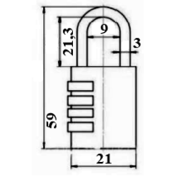 Piekaramā koda misiņa slēdzene somam APECS PDB-40-21-CODE BLISTER