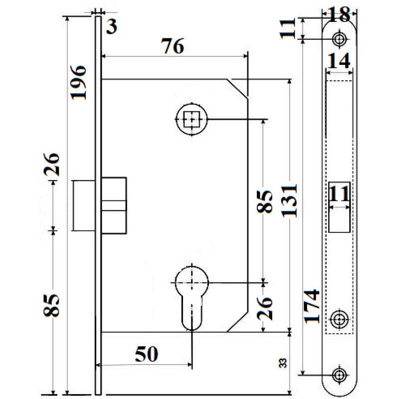 Slēdzene PZ 81673 balts PVC melite