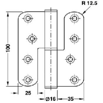 Eņģe APECS 100x86 kreisa nerūsējošais tērauds