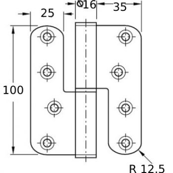 Eņģe APECS 100x86 laba nerūsējošais tērauds 