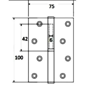 Eņģe APECS 100*75*2.5 AB bronza kreisā
