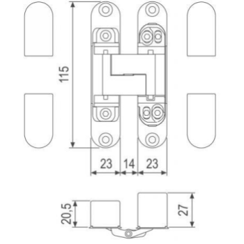 Eņģes 3D AGB ECLIPSE 3.2 OCS hrom matēts