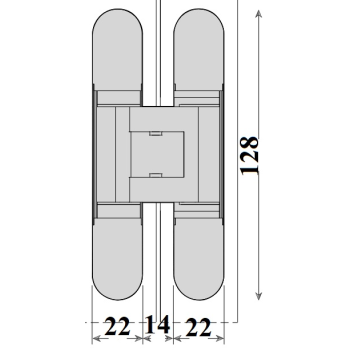 Eņģe CERN 3D 128-22mm NIS nikelis (Italija) 