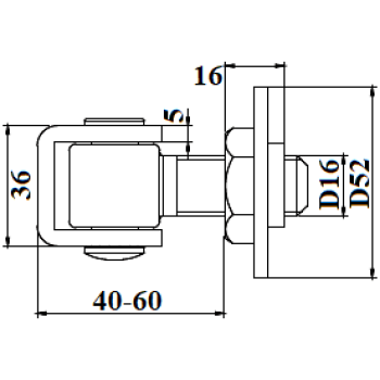 Eņģe metināma vārtiem ar griežamo plaksni 375 M16