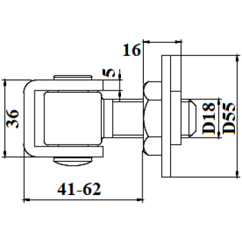 Eņģe metināma vārtiem ar griežamo plaksni 375 M18