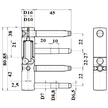 Eņģe APECS 3D-16 V2 909 WZ cinks