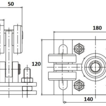 Regulējams bloks uz platformas sliedei 68mm*68mm 