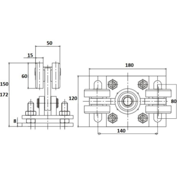 Regulējams bloks uz platformas sliedei 68mm*68mm 