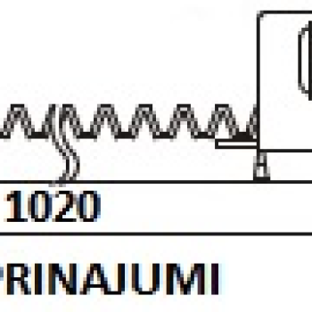 Zobliste/Zobstiene 822 PVC ar stiprinājumu vartu automatikai, 6 stiprinājumi, 1m