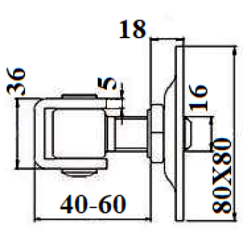 Eņģe metināma vārtiem 378 M16 ar flanci